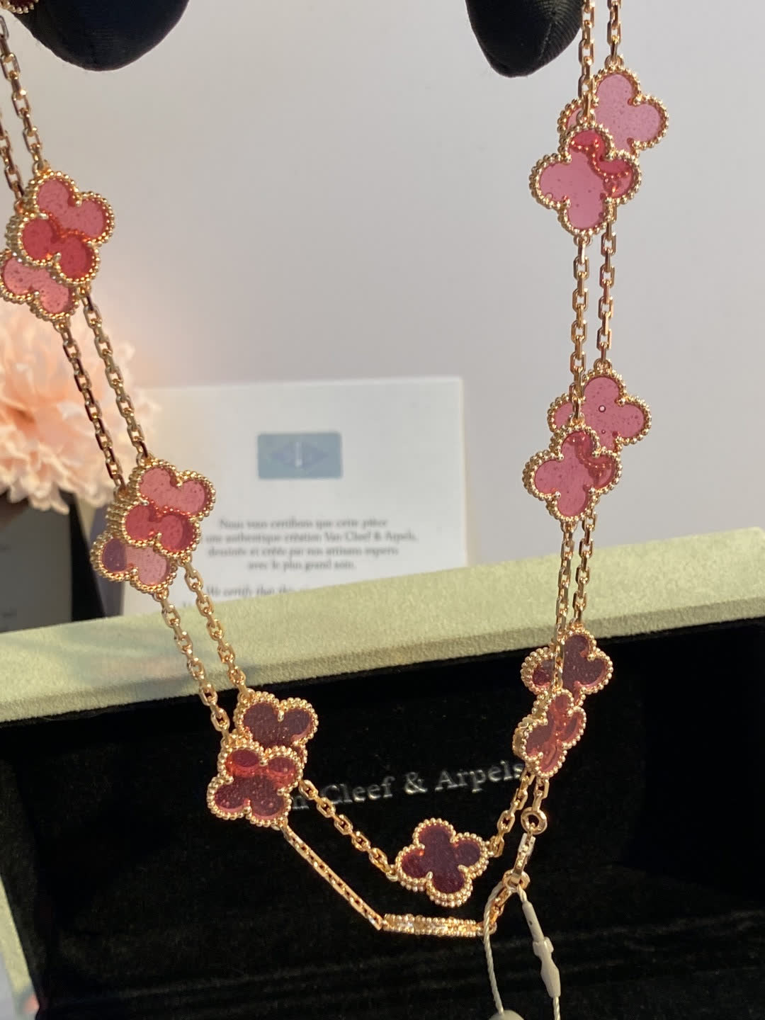 Van Cleef & Arpels Vintage Alhambra Pink Gold Necklace Van Cleef & Arpels Vintage Alhambra Pink Gold Necklace